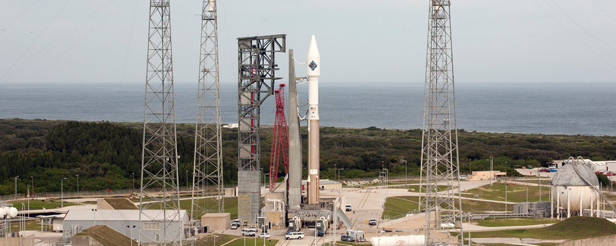 A United Launch Alliance Atlas V rocket has arrived on Cape Canaveral Air Force Stations Space Launch Complex 41 adjacent to the Atlantic Ocean, ready to boost an enhanced Orbital ATK Cygnus spacecraft on a resupply mission to the International Space Station. Science payloads aboard the Cygnus include a new life science facility that will support studies on cell cultures, bacteria, and other microorganisms. Also aboard is a microsatellite deployer and the first NanoRacks microsatellite to be deployed from the space station.