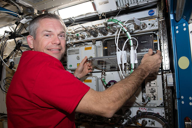 ESA astronaut Any Mogensen works on the ADSEP, which houses a variety of investigations
