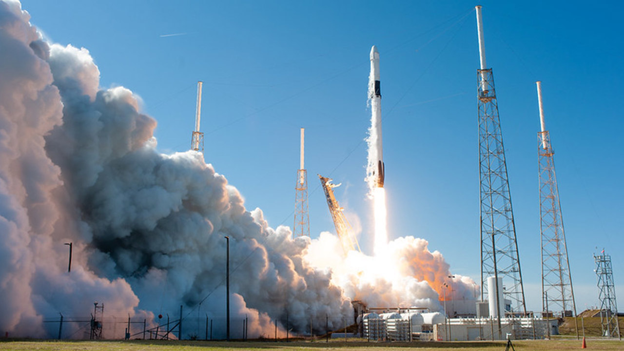 The SpaceX Falcon 9 rocket with the Dragon cargo module lifts off Space Launch Complex 40 on Cape Canaveral Air Force Station in Florida in the early afternoon on Dec. 5, 2019. Liftoff was at 12:29 p.m. EST. This is SpaceXs 19th Commercial Resupply Services (CRS 19) mission for NASA to the International Space Station. The Dragon cargo module will deliver more than 5,700 pounds of science and research, crew supplies and vehicle hardware to the orbital laboratory and its crew.