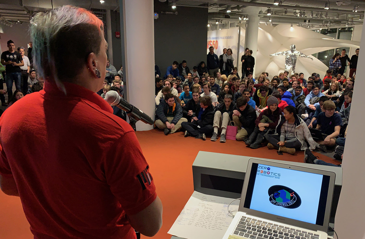 Alvar Saenz Otero, director of Zero Robotics, welcomes this years high school student participants in a special celebration of their 10th anniversary.