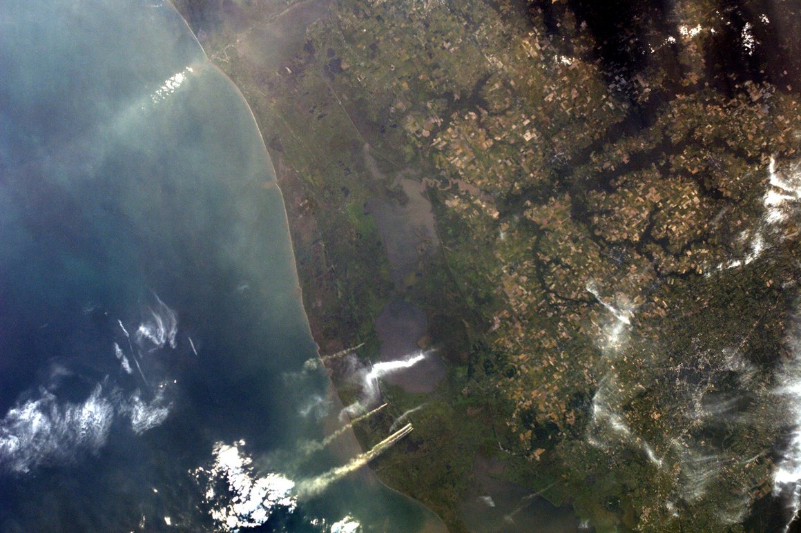 Photo of fires in Louisiana from EarthKAM Mission 62 July 2018