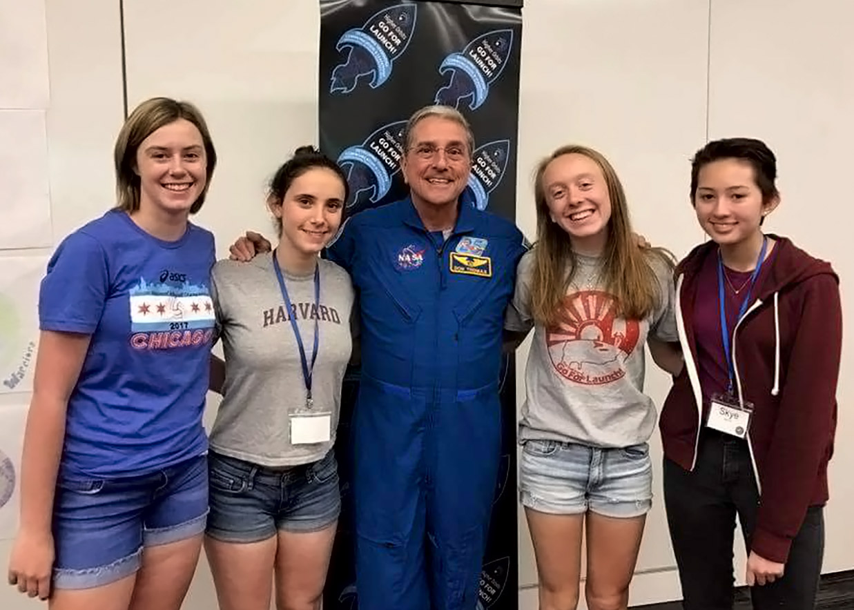 Former NASA astronaut Don Thomas talked with students and offered guidance on some of the team activities during the two day Go For Launch! event.