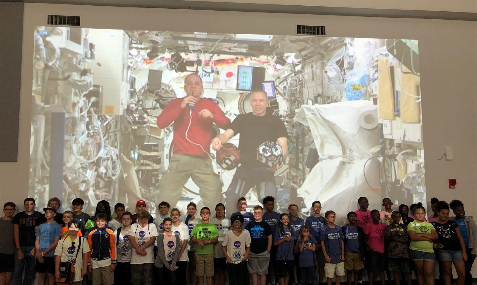 Students at the 2018 Zero Robotics Middle School Finals.