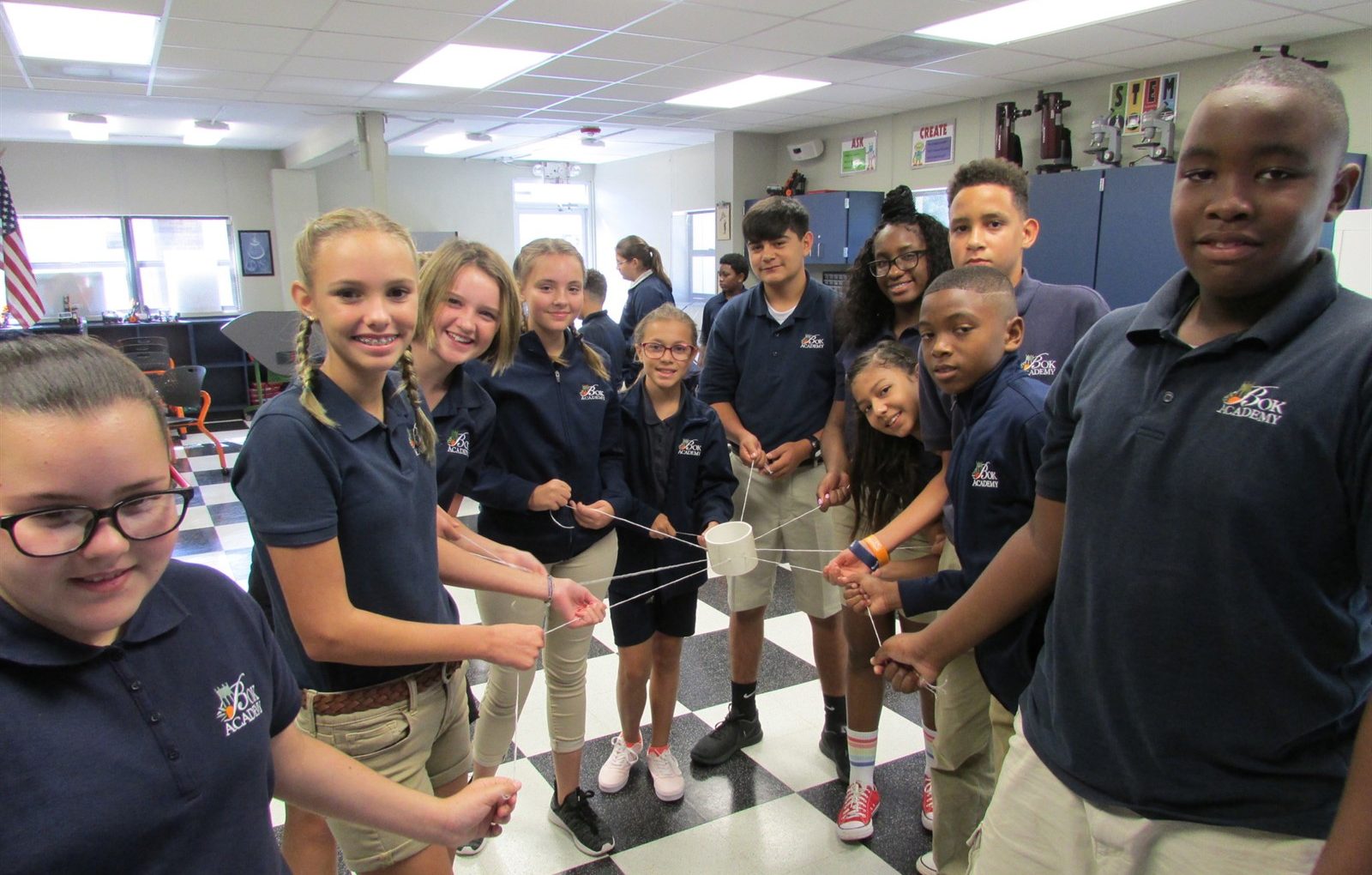 Students at Edward W. Bok Academy South participate in the Space Docking Challenge.