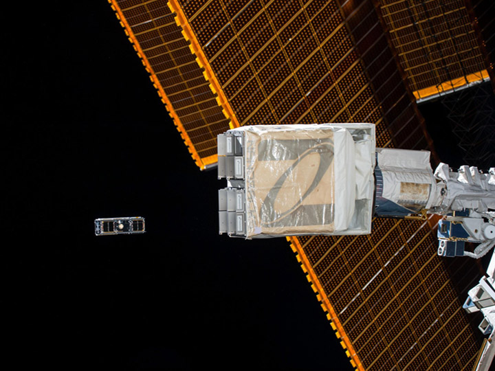 NanoRacks CubeSat Deployer taken shortly after successful deployment of CubeSats during Expedition 51