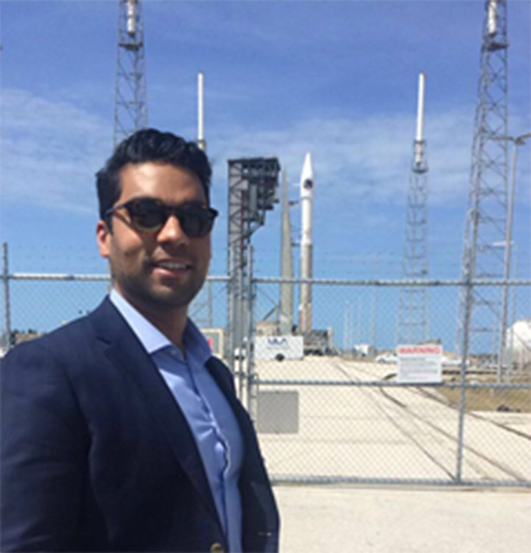 Oncolinx founder and CEO Sourav Sinha at the Orbital ATK CRS 7 launch.