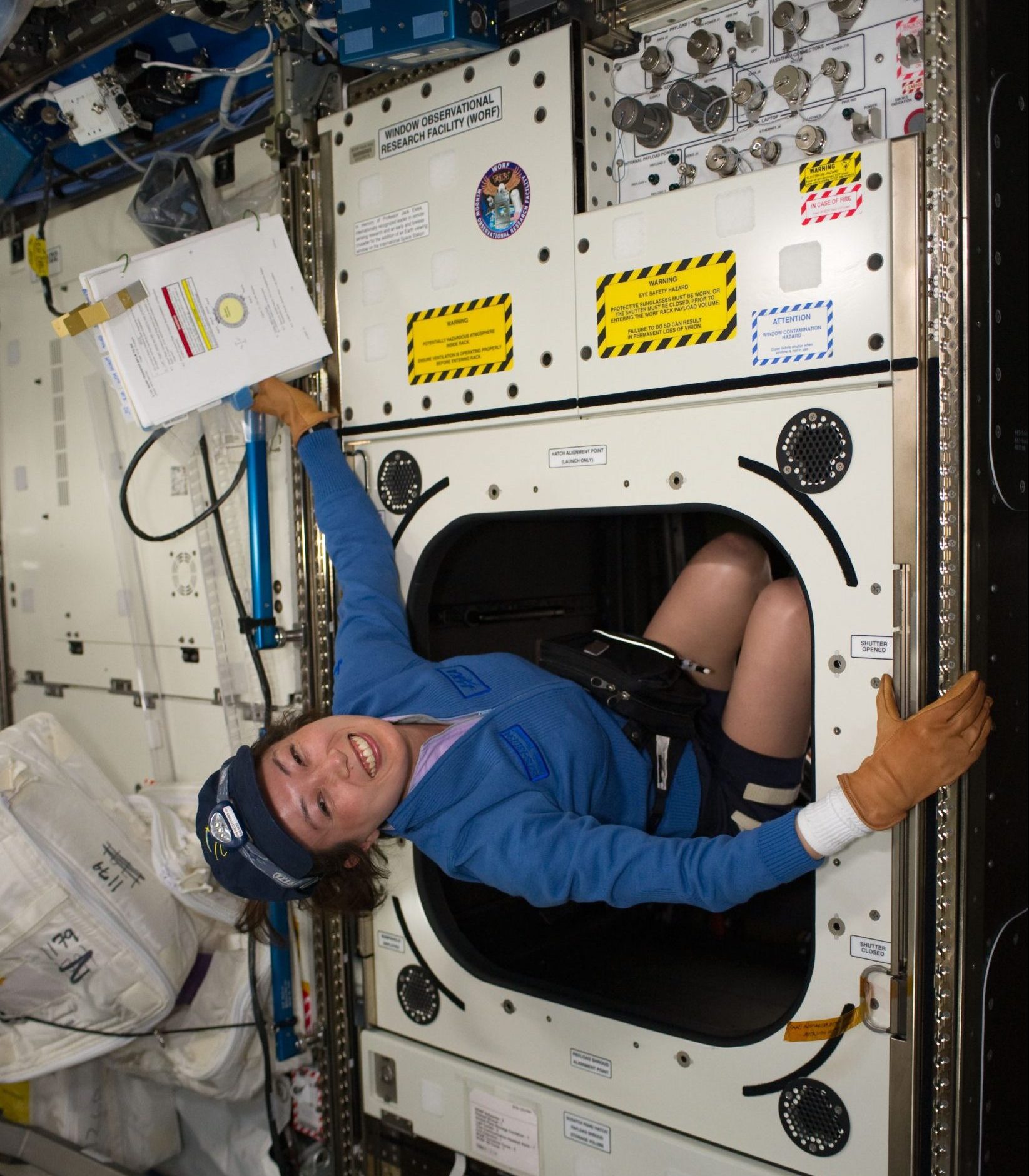 Preparing for Earth viewing instruments in the Window Observational Research Facility on the ISS (integrated by TBE).