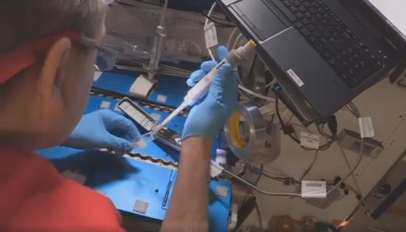 NASA astronaut Ricky Arnold sequencing RNA in space for the first time ever.