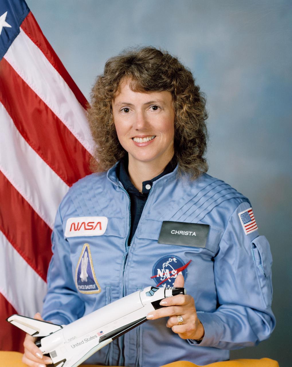Astronaut Sharon Christa McAuliffe, payload specialist Teacher in Space Project.