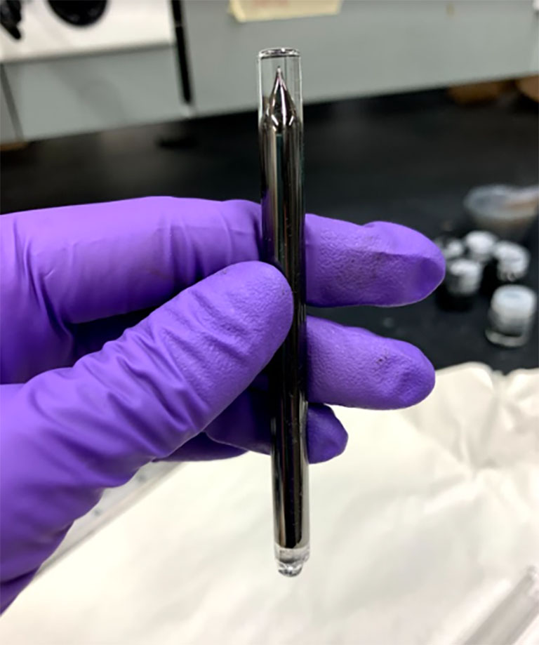 Copper indium sulfide crystals were sent to space as part of a research investigation to make more energy efficient photovoltaic devices.