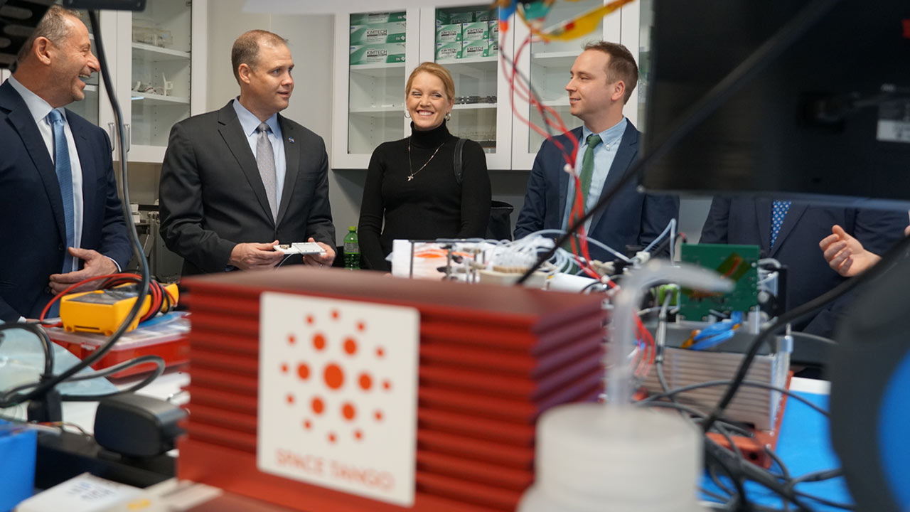 NASA Administrator Jim Bridenstine receives a tour of Space Tango headquarters in Lexington, KY.