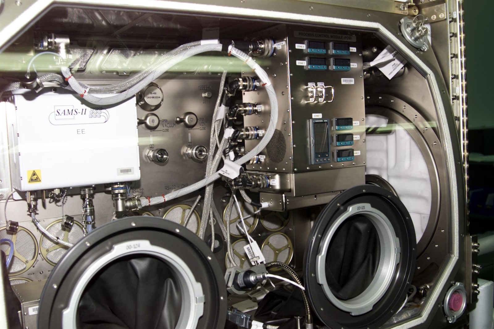 The Solidification Using a Baffle in Sealed Ampoules (SUBSA) setup in the Microgravity Science Glovebox onboard the International Space Station.