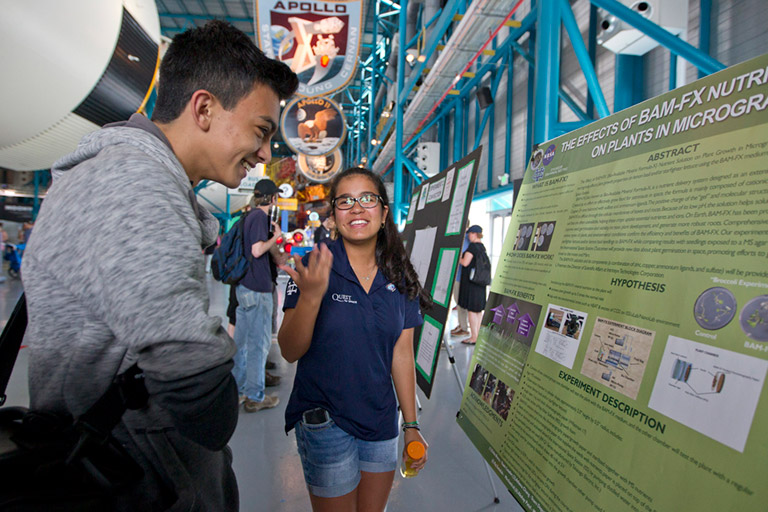 12. Jaylene Baltazar from Valley Christian High School presented her teams experiment that looks at how BAM FX nutrient solution affects plant growth on Earth and in microgravity. The high school students worked with <a href=