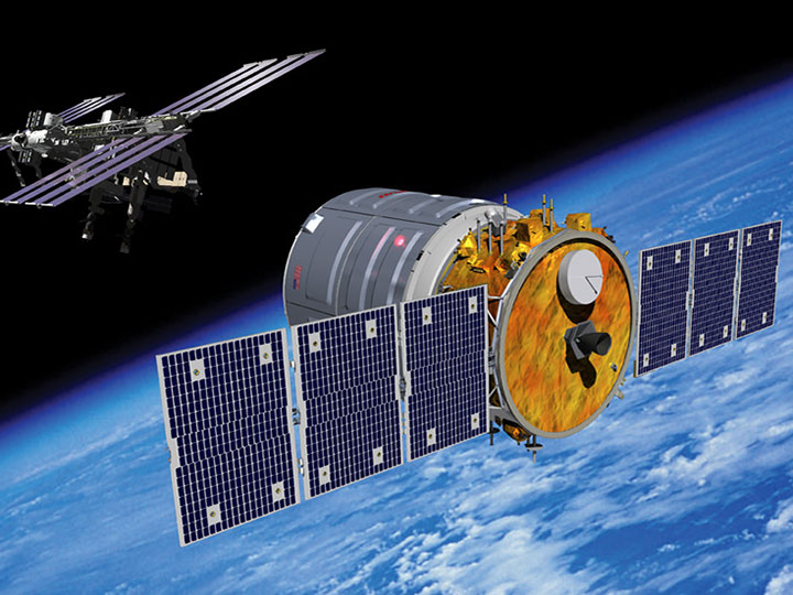 Artist rendering of Cygnus spacecraft approaching the International Space Station