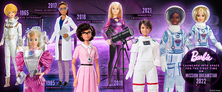 barbie through years space