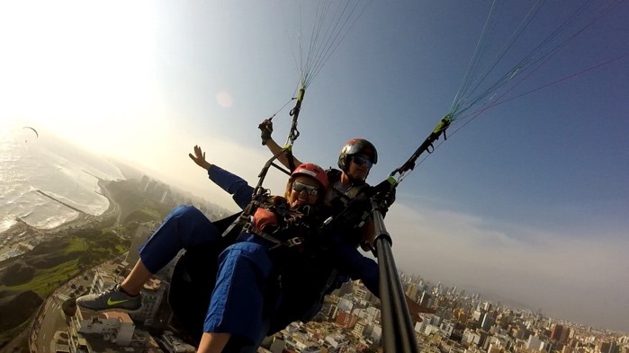 While paragliding over Peru, Rossana Chiarella took pictures and videos to use in her classroom.
