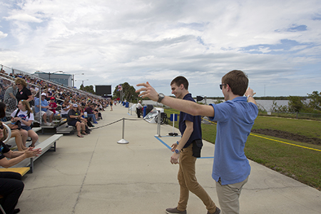 High schoolers Connor Gregg and Merrick Jakelski attend the SpaceX CRS 14 launch.