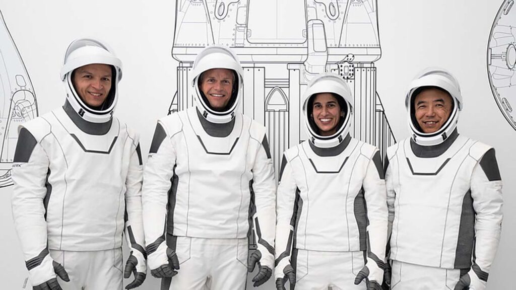 crew-7-hawthorne Crew 7 astronauts Konstantin Borisov, Andreas Mogensen, Jasmin Moghbeli, and Satoshi Furukawa.