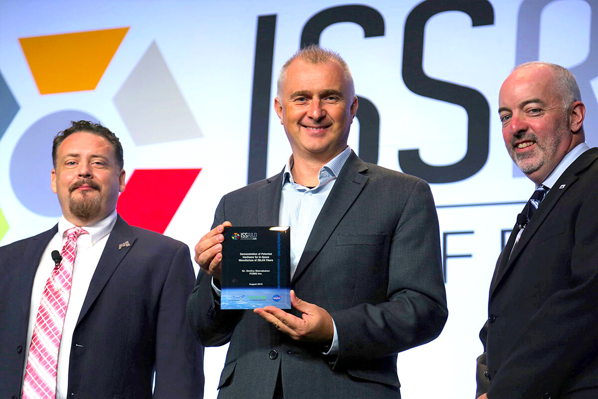 Dr. Dmitry Starodubov of FOMS Inc. received a 2019 ISSRDC award for compelling results in commercialization and nongovernment utilization.