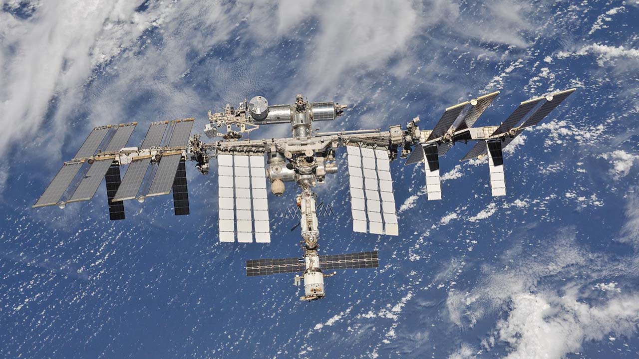 iss056e201046 (Oct. 4, 2018) The International Space Station photographed by Expedition 56 crew members from a Soyuz spacecraft after undocking. NASA astronauts Andrew Feustel and Ricky Arnold and Roscosmos cosmonaut Oleg Artemyev executed a fly around of the orbiting laboratory to take pictures of the station before returning home after spending 197 days in space. The station will celebrate the 20th anniversary of the launch of the first element Zarya in November 2018.