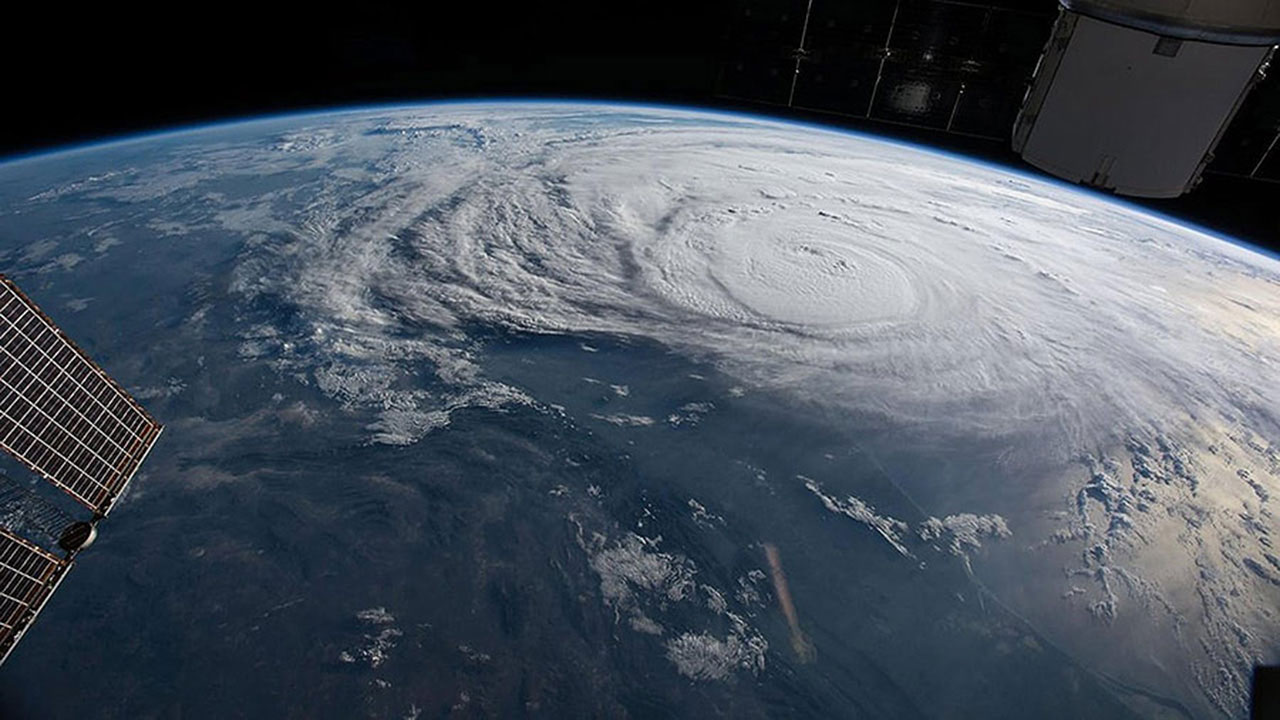 Cameras outside the International Space Station capture views of Hurricane Harvey during a flyover on Friday.