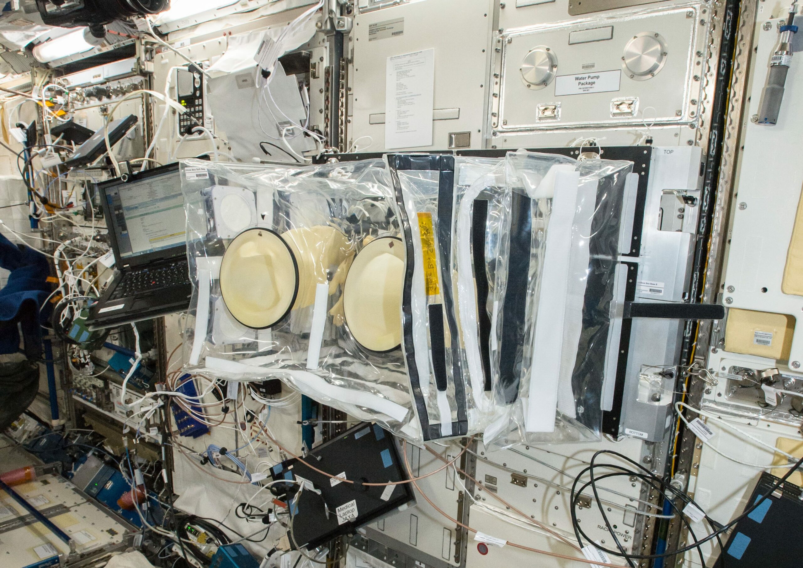 Glove Box set up on the Kobairo Rack for the Mouse Epigenetics experiment in the Kibo Japanese Experiment Pressurized Module (JPM).