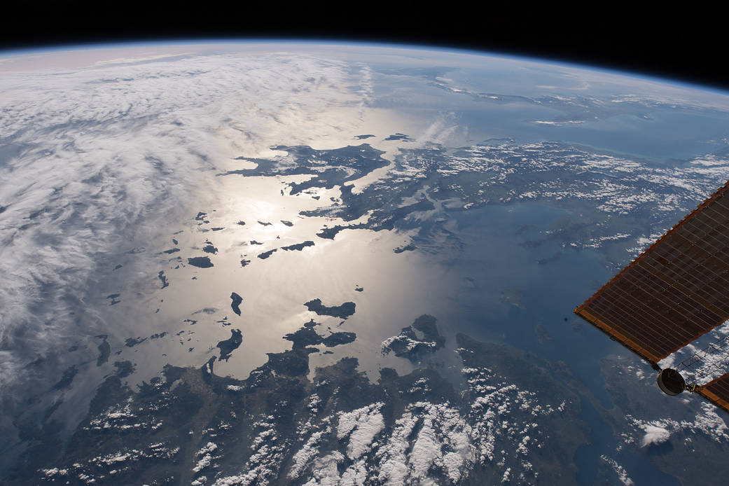 This view from above the nation of Turkey looks out across the Aegean Sea, over Greece and onto the Ionian Sea where Sicily and the boot of Italy are barely visible. The suns glint on the Mediterranean waters highlight the Greek islands while clouds cloak the island of Crete. This Earth observation image was taken by a member of the Expedition 55 crew onboard the International Space Station on April 2, 2018.
