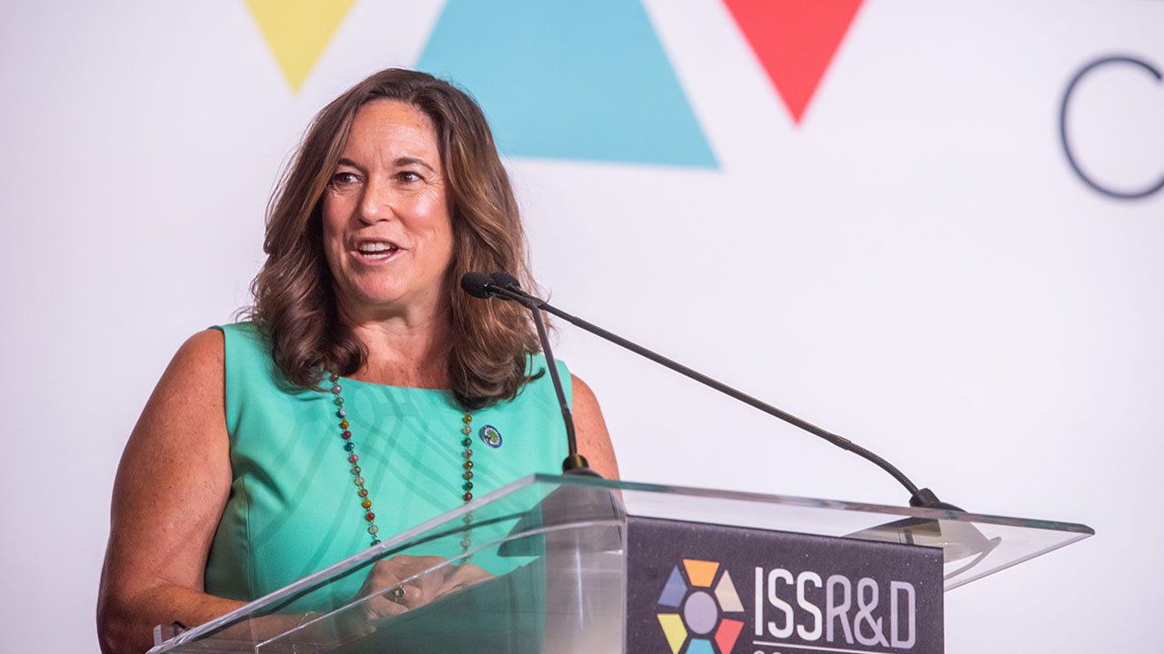 Cindy Marten, Deputy Secretary of Education, giving a keynote address at ISSRDC 2022