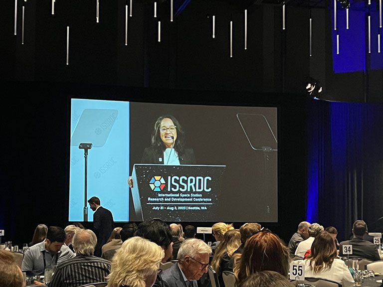 Christie Canaria, interagency policy specialist for the National Institute of Standards and Technology (NIST), gave a luncheon keynote address on Day 2 of ISSRDC 2023.