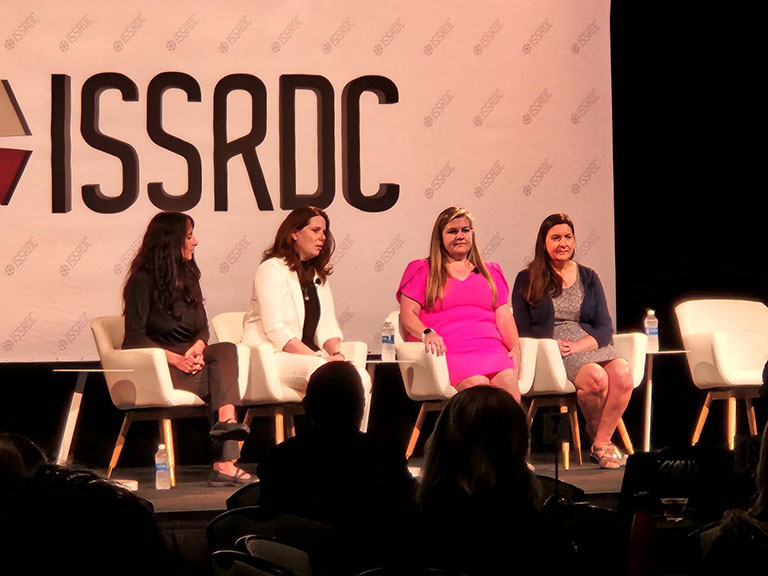 Meghan Everett, NASAs ISS Program deputy scientist, moderated a fireside chat on the motivations and inner workings of NASAs Human Research Program at ISSRDC 2023.