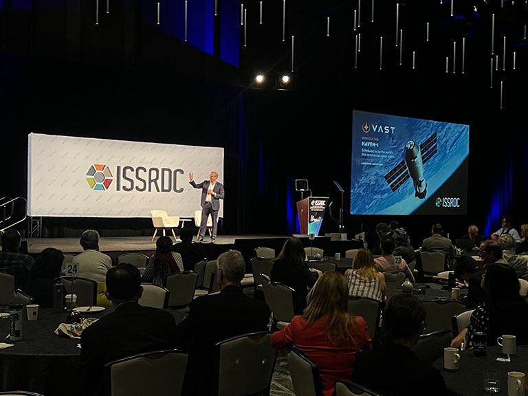 ISSRDC 2023 attendees listen to a Lightning Talk from Vast President Max Haot.