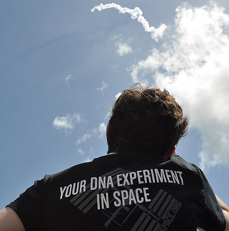 2016 Genes in Space winner, Julian Rubinfien, watching his experiment launch into space.