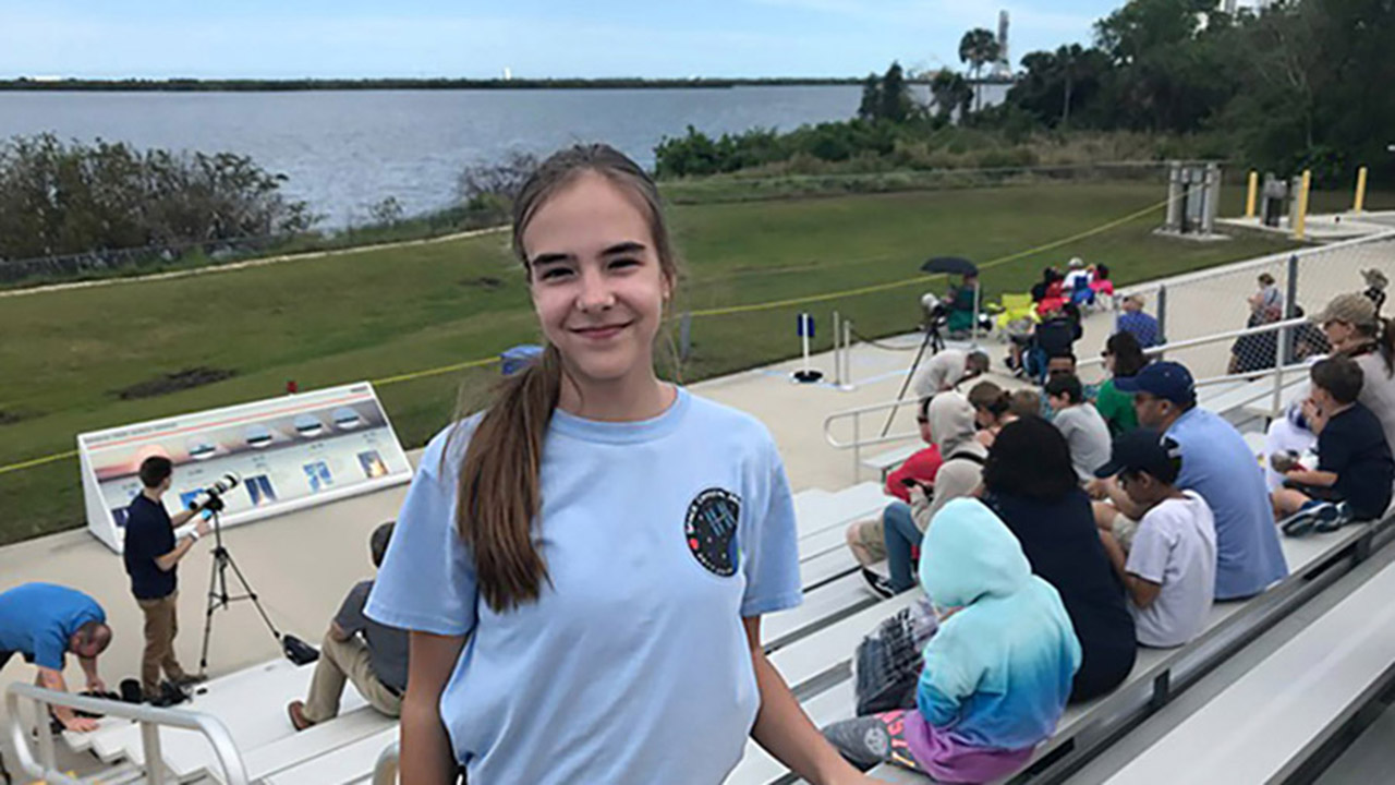 Kaitlyn and her team watched the SpaceX 14 launch at Banana Creek Viewing Site in Cape Canaveral, Florida.