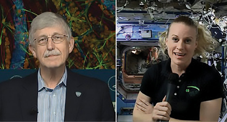 NIH Director Francis Collins spoke with NASA Astronaut Kate Rubins about ISS research during a downlink on October 18, 2016.