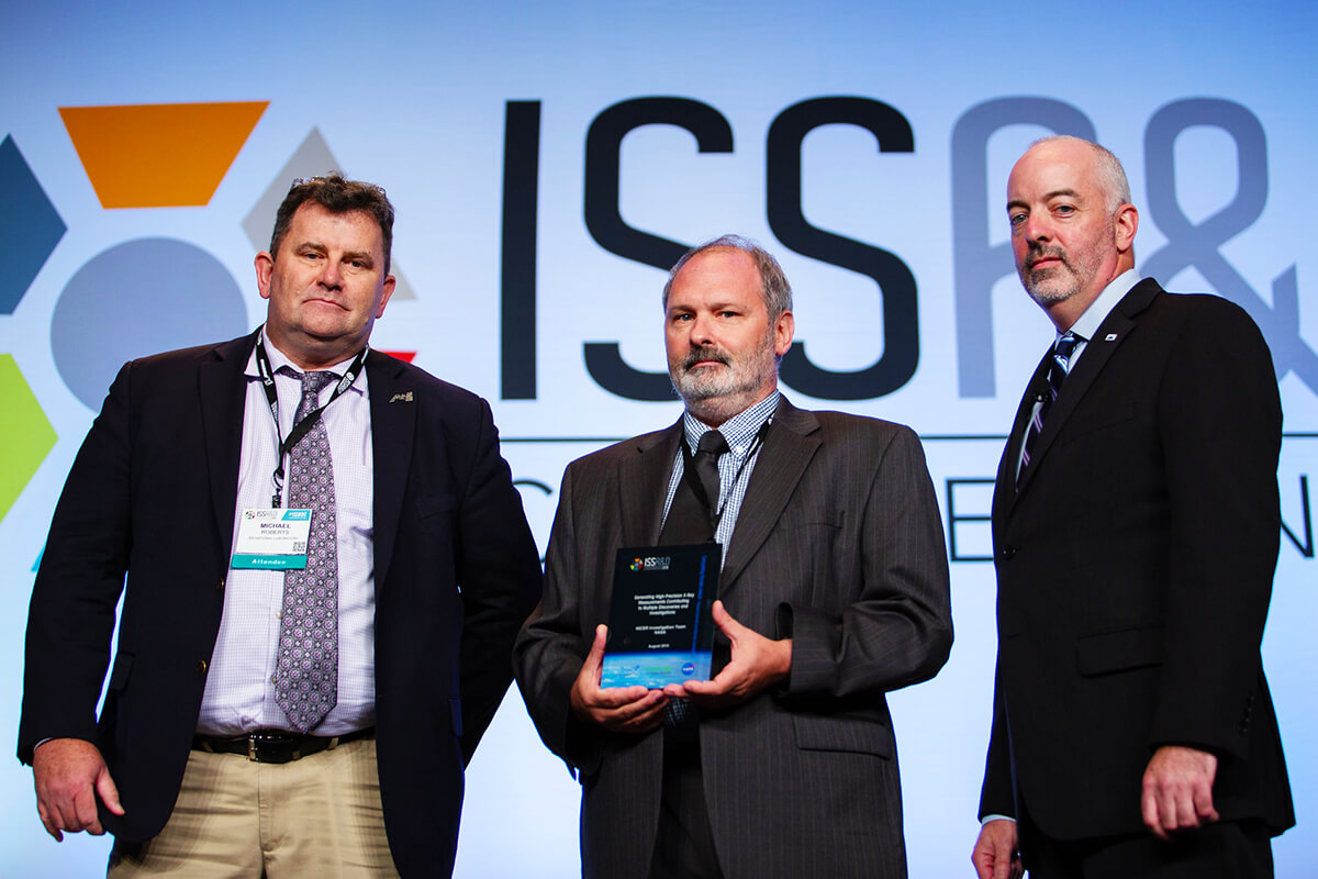 NICER Project Scientist Dr. Keith Gendreau received a 2019 ISSRDC award for compelling results in physical sciences and materials development.