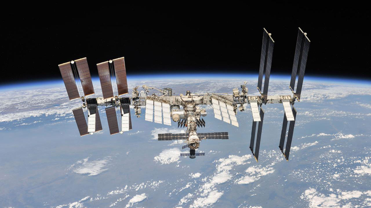 The International Space Station photographed by Expedition 56 crew members from a Soyuz spacecraft after undocking in October 2018.