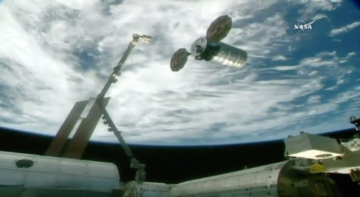 The Cygnus supply ship was released from the space stations robotic arm Wednesday.