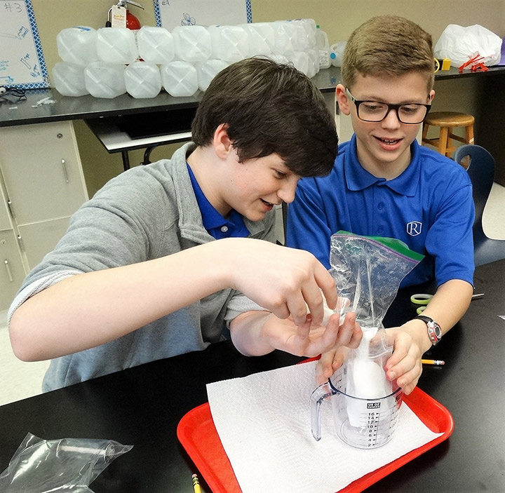 Randolph Middle School Science Club students in Huntsville, Alabama, test a prototype of DreamUps educational kits.