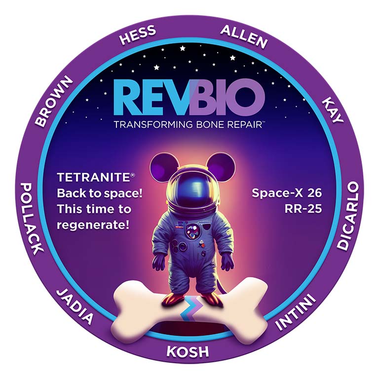Mission patch for the RevBio Tetranite mission to the ISS.
