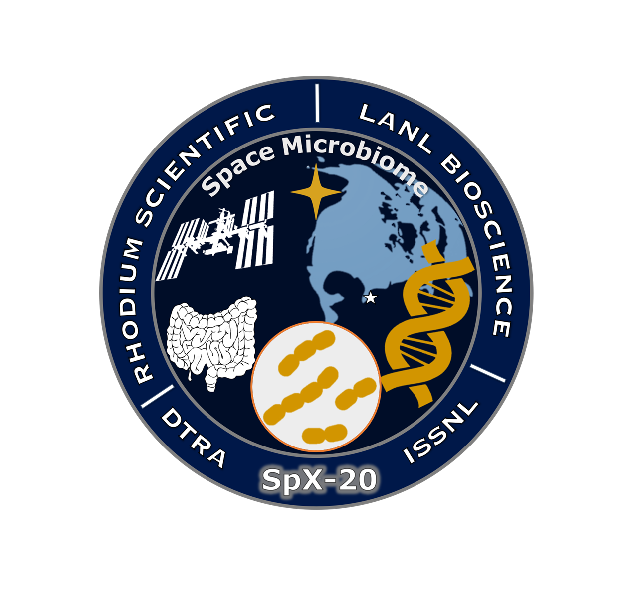 Space Microbiome patch designed by lead scientist Armand Dichosa, LANL
