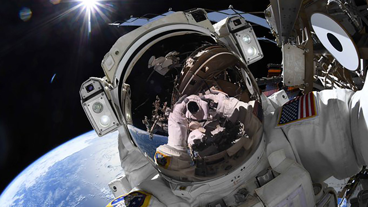 Its #NationalSelfieDay!?Located 250 miles above Earth, the @Space Station provides a unique perspective for @NASA Astronauts to take selfies like this photo @Astro Ricky captured last week while working in the vacuum of space during a #spacewalk. Info: https:  go.nasa.gov 2nM7Jpy