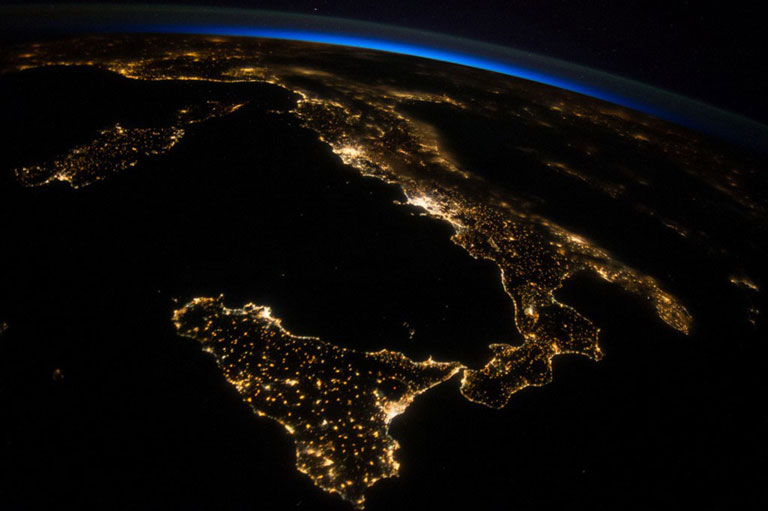 I looked in awe and was rendered speechless by so much beauty. Astronaut Reid Wiseman, ISS Expedition 40 41. Sicily and Italy at night.