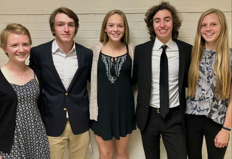 Team Groot (left to right): Stella Meillon, Maxwell Zines, Sarina Kopf, Josef Michelsen, and Katee Harrington.