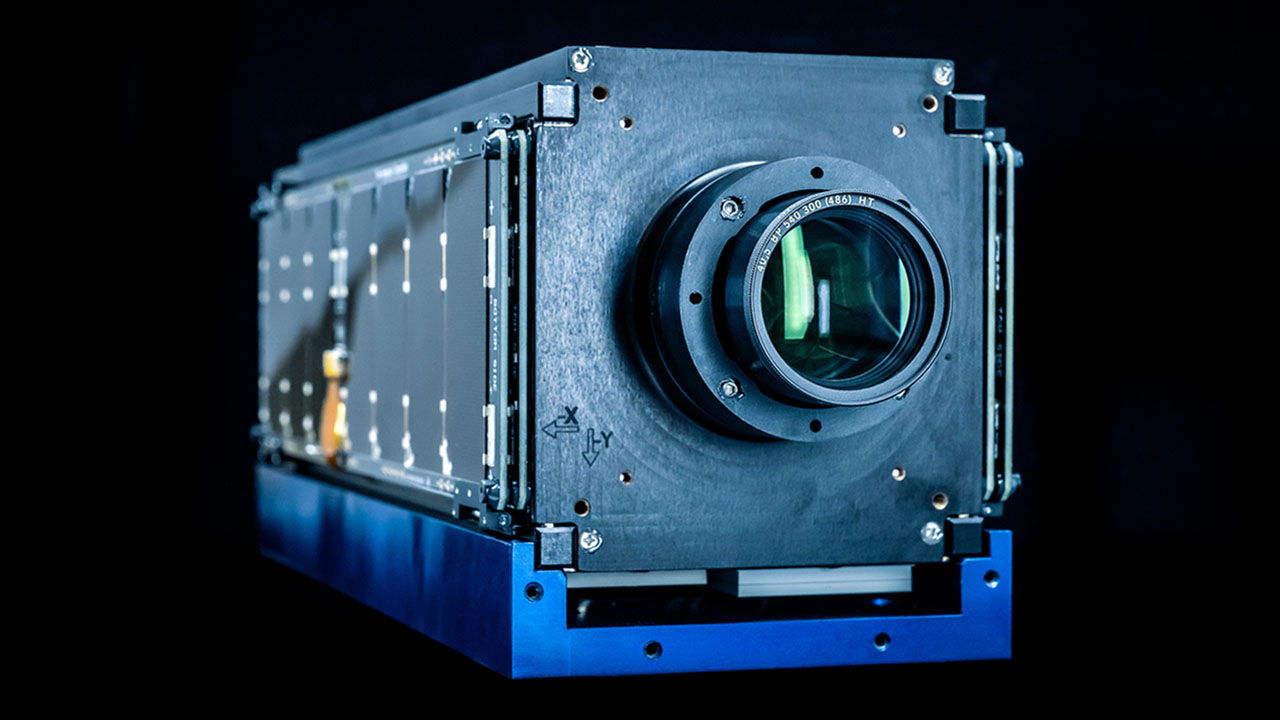 Moonlighter (shown here) is a 3U CubeSat developed to enable real time cyber security testing in orbit.