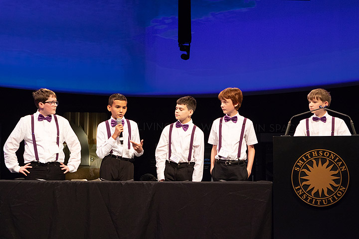SSEP Team Penicillium Mold Growth from Burleson ISD presenting their research at the 2018 SSEP National Conference at the Smithsonian National Air and Space Museum in Washington, D.C.