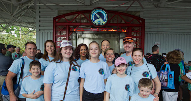 The 2017 Wisconsin Crystal Growing Contest winners and their families at Kennedy Space Center in April