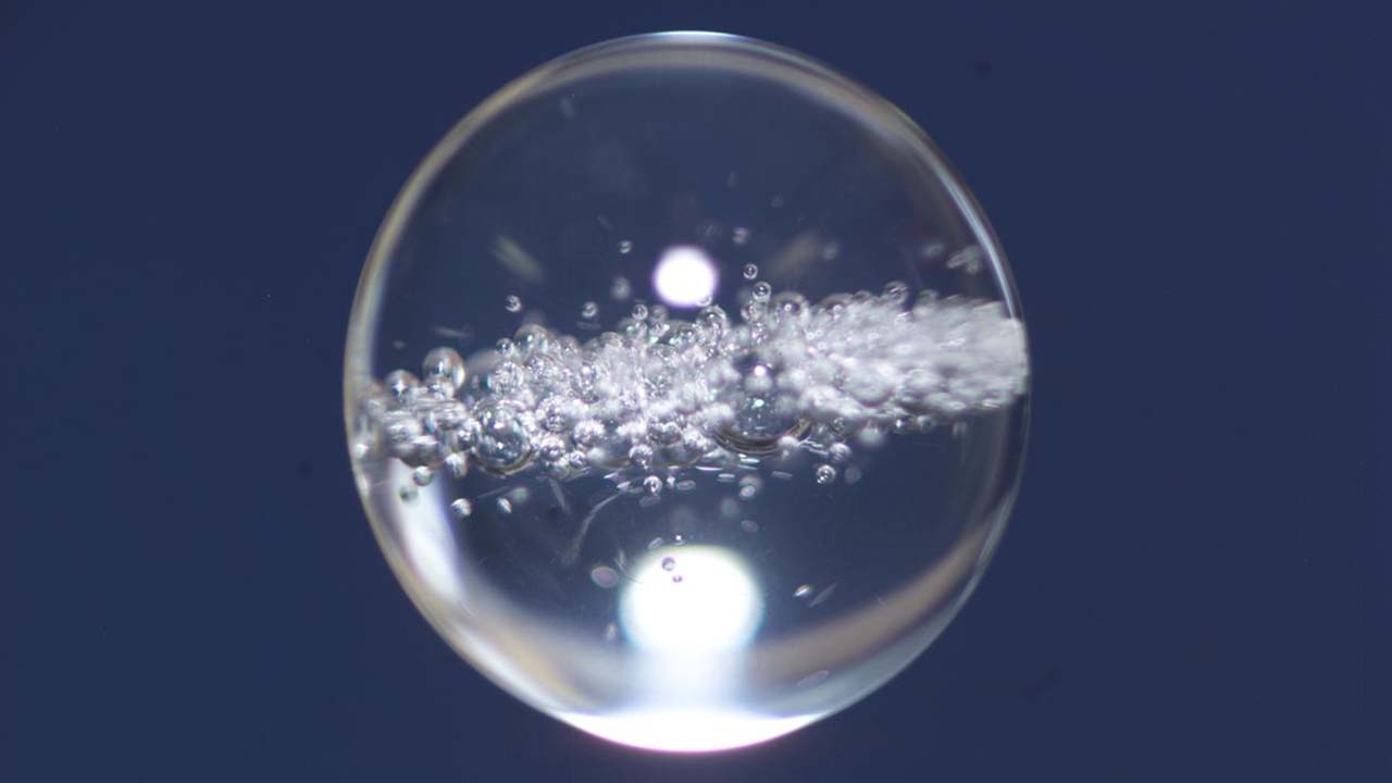 View of a bubble formed as a result of a Zeolite Crystal Growth (ZCG) experiment in the Destiny laboratory on the International Space Station