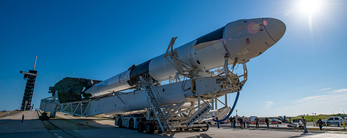 SpaceX Falcon 9 and Dragon roll out to Launch Complex 39A ahead of Dragons 22nd cargo resupply mission to the International Space Station