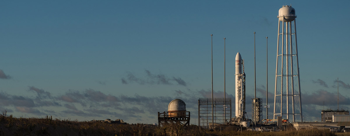 The Northrop Grumman Antares rocket, with Cygnus resupply spacecraft aboard, is seen on Pad-0A after sunrise, Friday, Nov. 16, 2018, at NASA’s Wallops Flight Facility in Virginia.