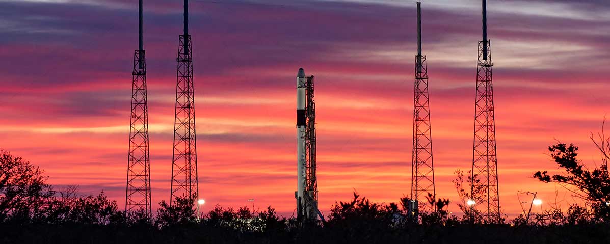 SpaceX’s Falcon 9 and Dragon cargo craft on the launchpad at Cape Canaveral Air Force Station in Florida in preparation for the company’s 19th resupply mission to the ISS.